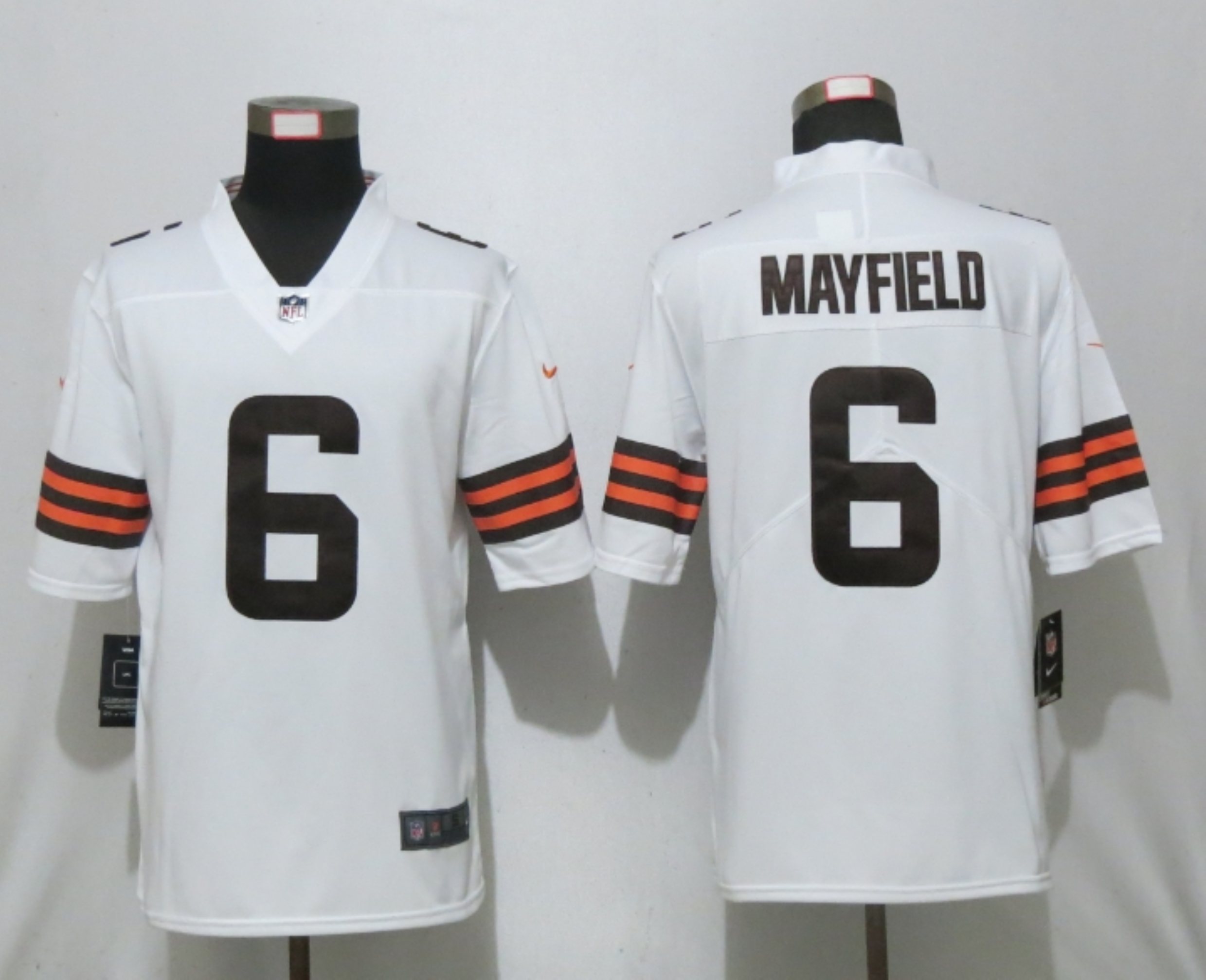 Men New Nike Cleveland Browns #6 Mayfield White Vapor Limited Player Jersey->women nfl jersey->Women Jersey